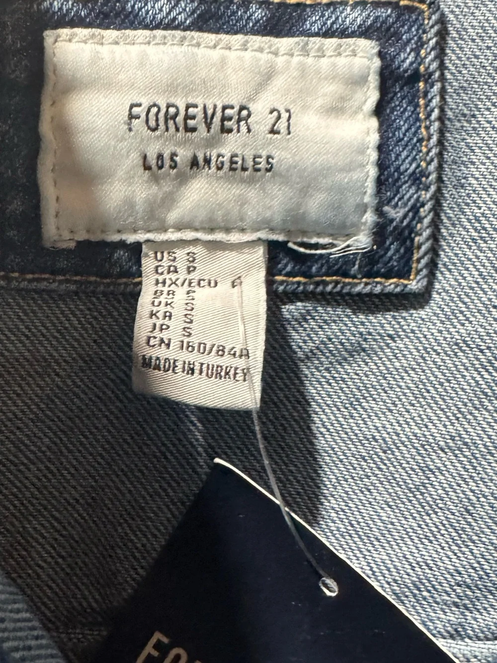 Forever 21 Cropped Distressed Blue Denim Jacket